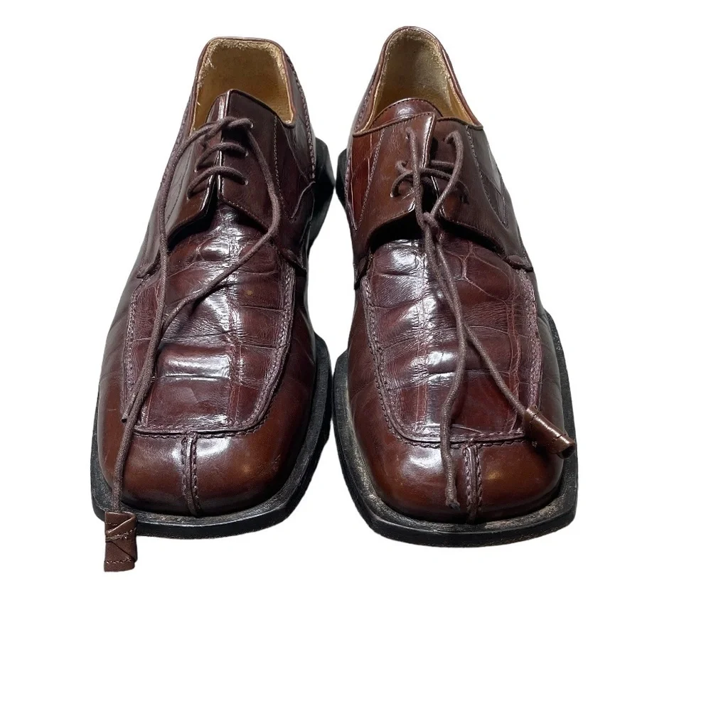 Mezlan Men Genuine Alligator Dress Shoes Piedmont style Brown 10.5 M‎
